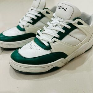 Modern Celine Men's Green and White Sneakers